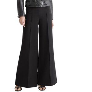 Quince Ultra- Stretch Ponte Super Wide Leg Ankle Pant Black Career Size L
